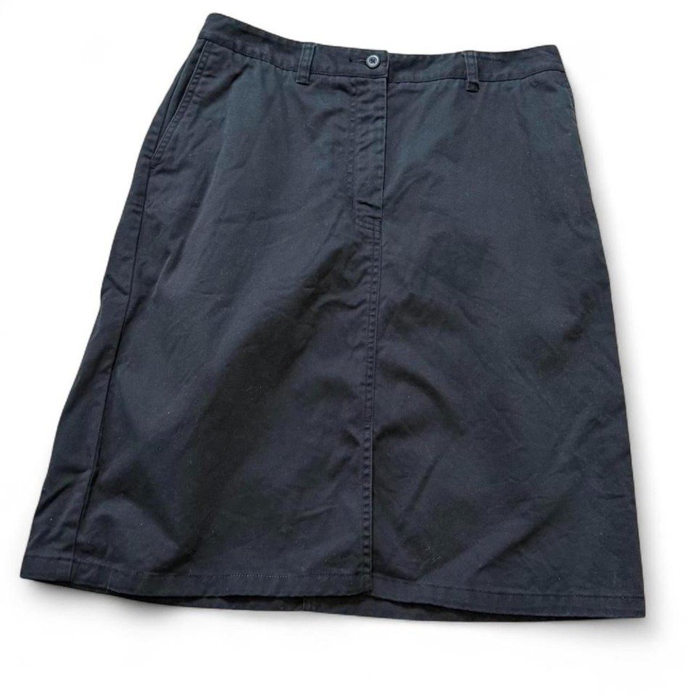 Vintage 90s Eddie Bauer Black Twill Knee Length Skirt, Women's Size 12